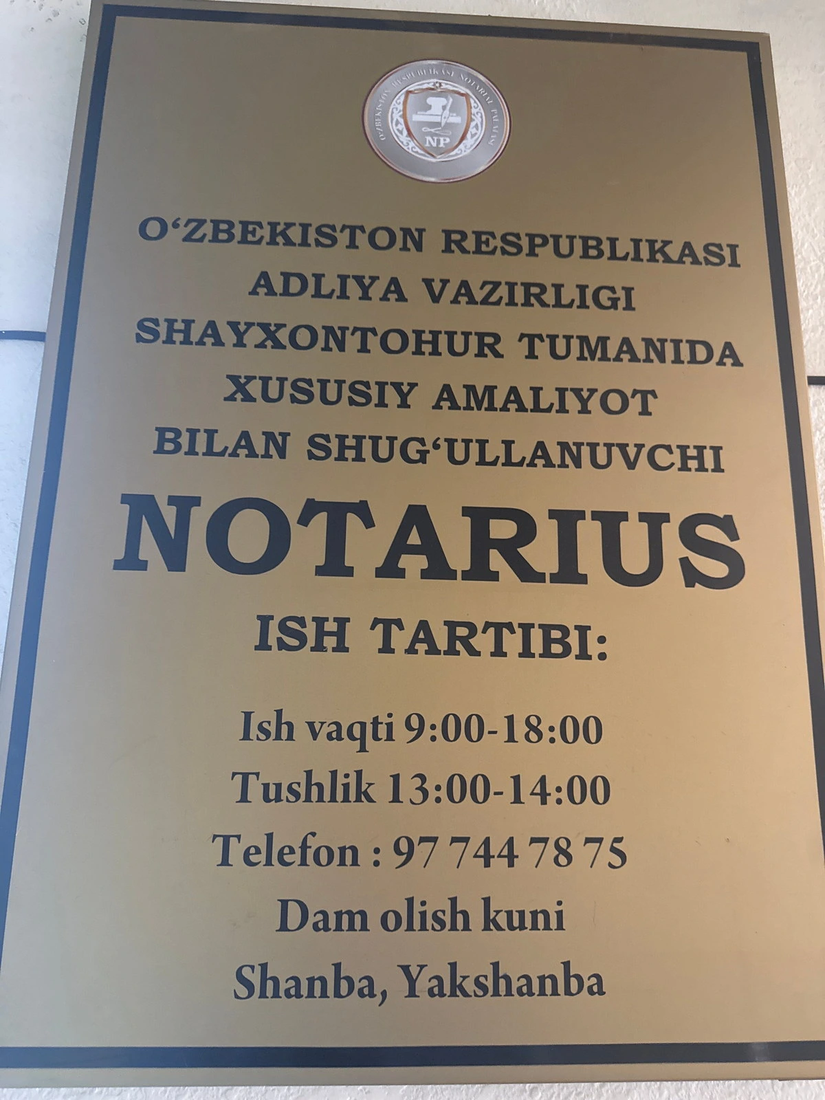 Notarius Samadova D.X.